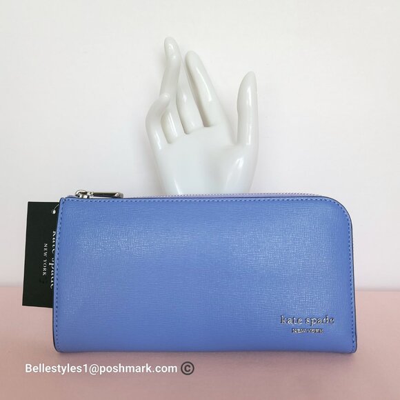KATE SPADE Devin Saffiano Leather Zip-Around Continental Wallet-Dark Periwinkle⭐ - Picture 8 of 16